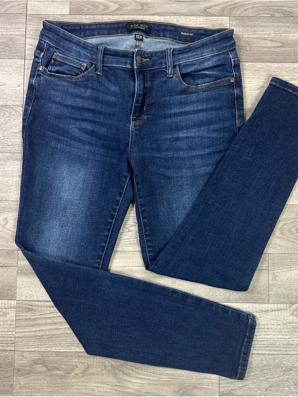 Judy Blue Skinny Fit Denim Jeans Mid Rise Dark Wash sz 13/31